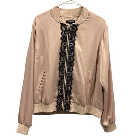 Lane Bryant Full Zip Up Lace Accent Lined Jacket Light Pink and Black Womens 14 - Picture 12 of 14